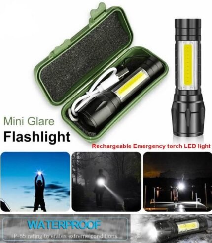 LED Emergency Flashlight Torch Rechargeable With USB Port
