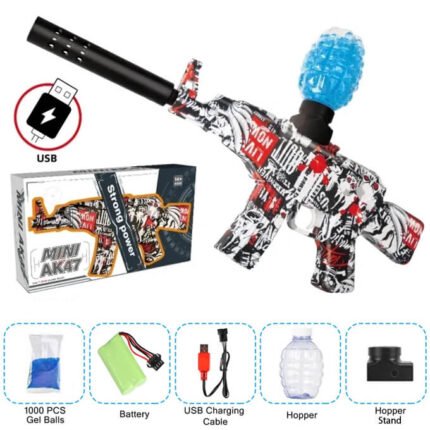 AK-47 Gel Blaster Rechargeable Electric Machine Toygun With 1000 Pcs Gel Balls